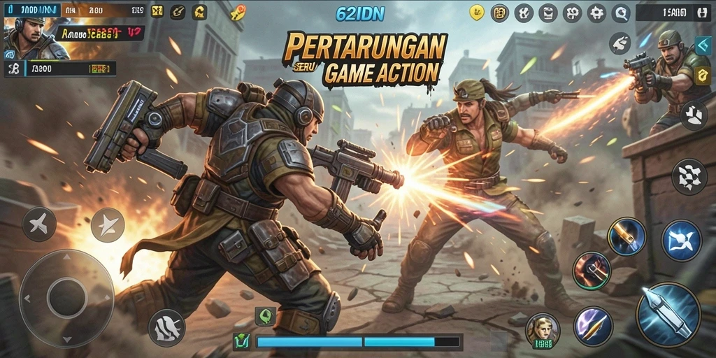 Gameplay seru 62IDN dengan pertarungan yang mendebarkan.
