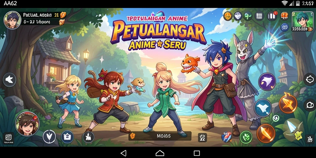 Tampilan gameplay AA62 yang penuh aksi dan karakter Anime menarik.
