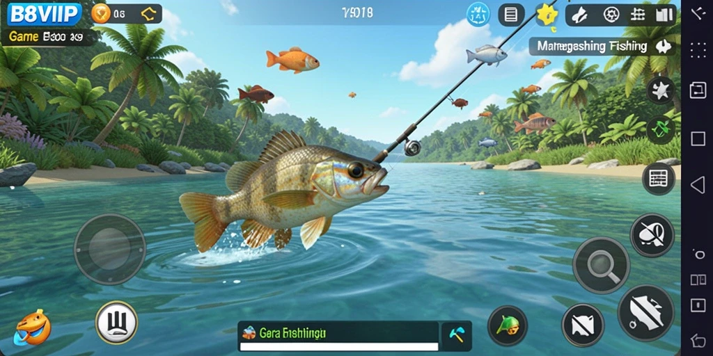 Tampilan gameplay B8VIP dengan aksi memancing yang seru dan menegangkan.