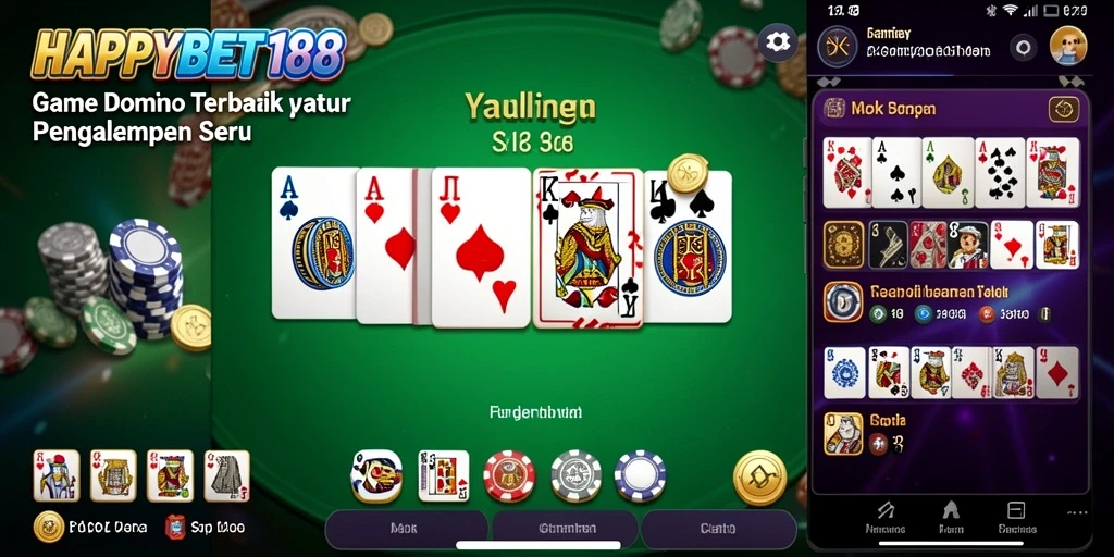 Menampilkan gameplay seru dari permainan Domino di HAPPYBET188.