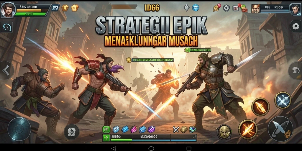 Gameplay ID66 yang intens dengan pertempuran strategis yang menegangkan.