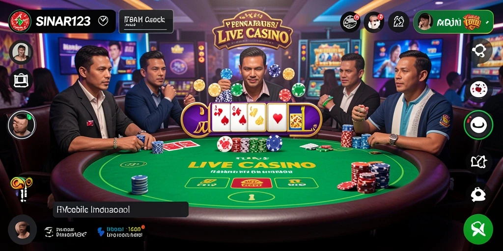 Screenshot SINAR123 menampilkan dealer sedang berinteraksi dengan pemain dalam permainan Live Casino.
