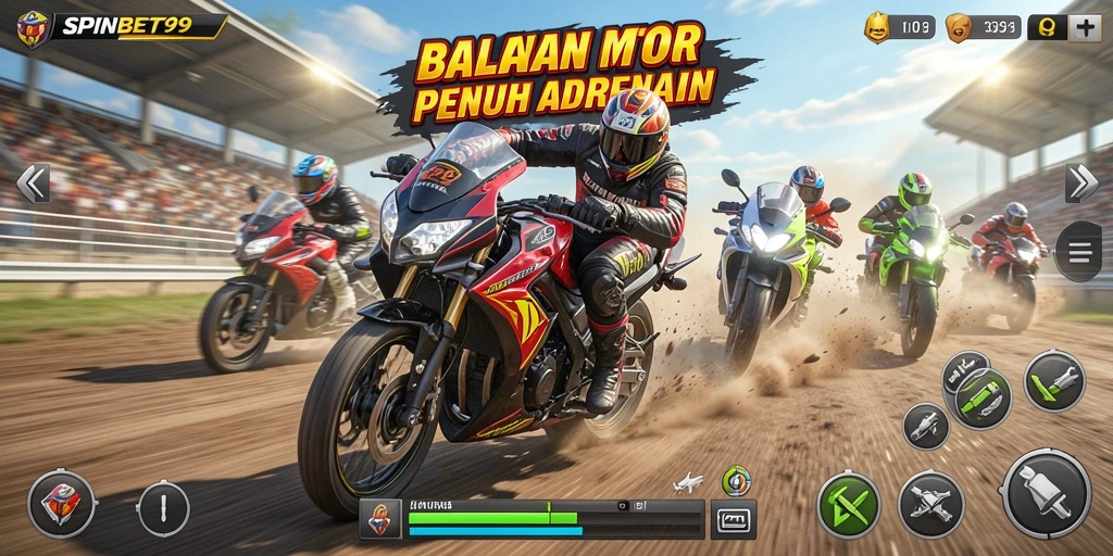 Tampilan menegangkan saat balapan motor di SPINBET99.